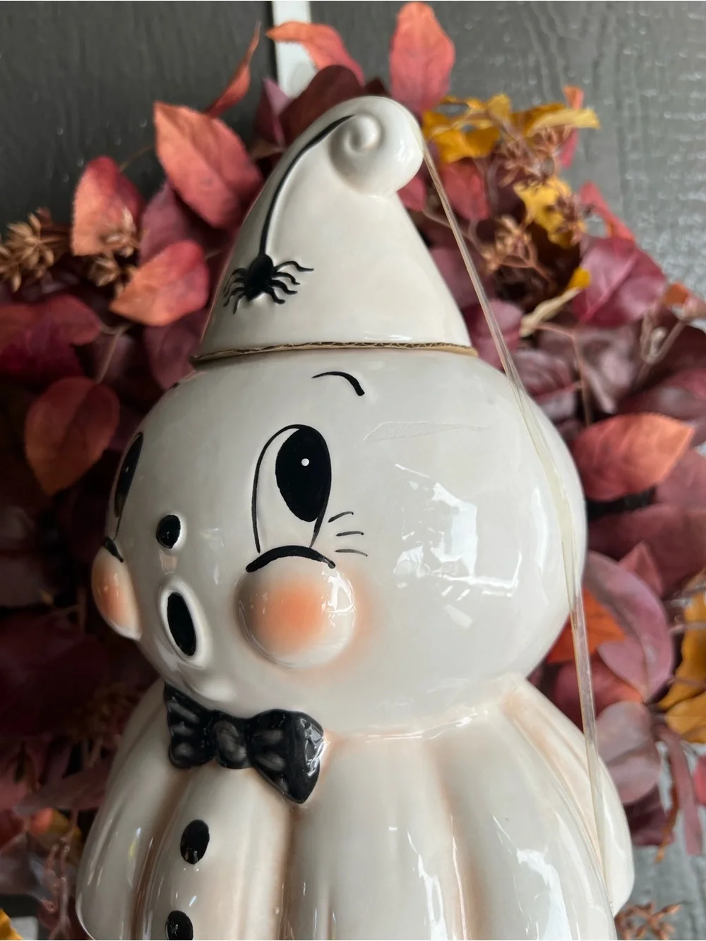 White Ceramic Ghost Figurine Holiday Decor by
